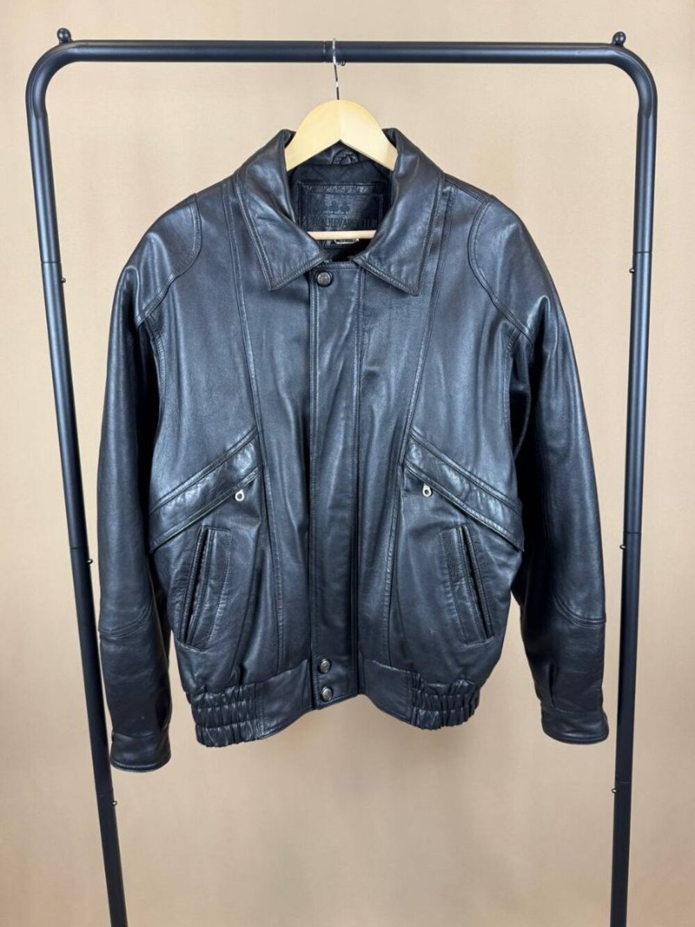 Boulevard Club Vintage Black Leather Bomber Jacket Men’s M